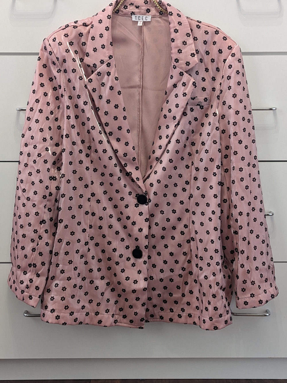 TCEC Floral Blazer Large Flower In Pink & Black